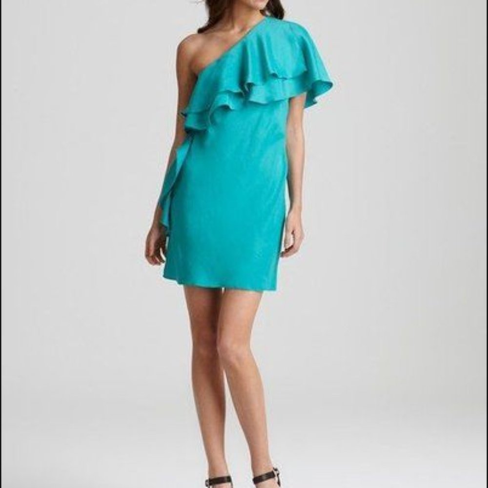 NWT Halston Heritage 1 Shoulder Ruffle Dress 🌵 Sz 8